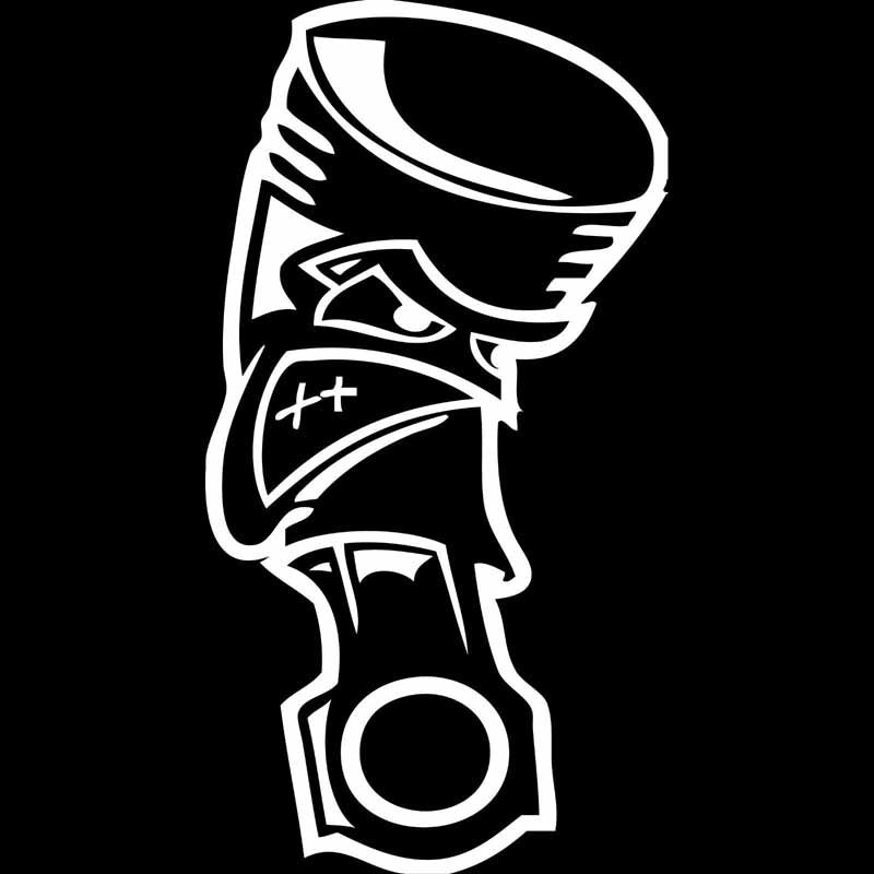 6.9CMX13CM Angry Piston Fun Vinyl Car Stickers Motorcycle Decals Black/Silver C1-5011