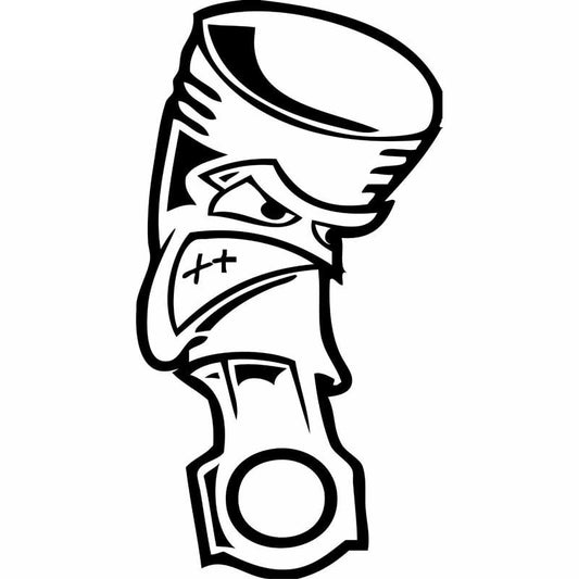 6.9CMX13CM Angry Piston Fun Vinyl Car Stickers Motorcycle Decals Black/Silver C1-5011