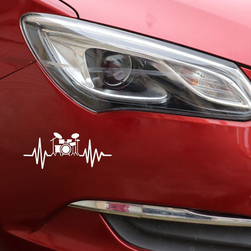 15.1CM*6.2CM  Drum Kit For Drummer Musician Rock Music Lover  Vinyl Car Sticker C22-0778