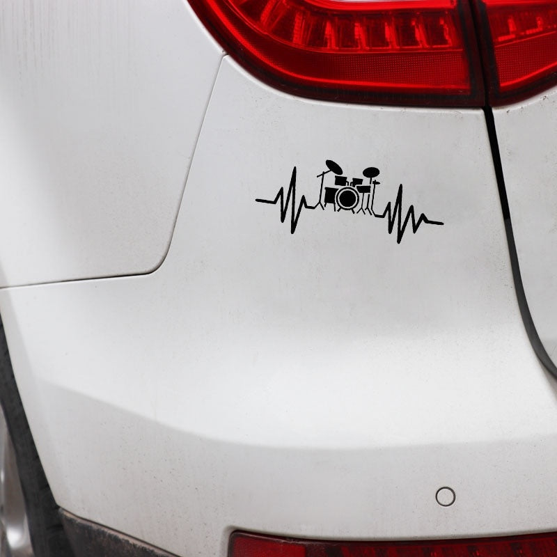 15.1CM*6.2CM  Drum Kit For Drummer Musician Rock Music Lover  Vinyl Car Sticker C22-0778