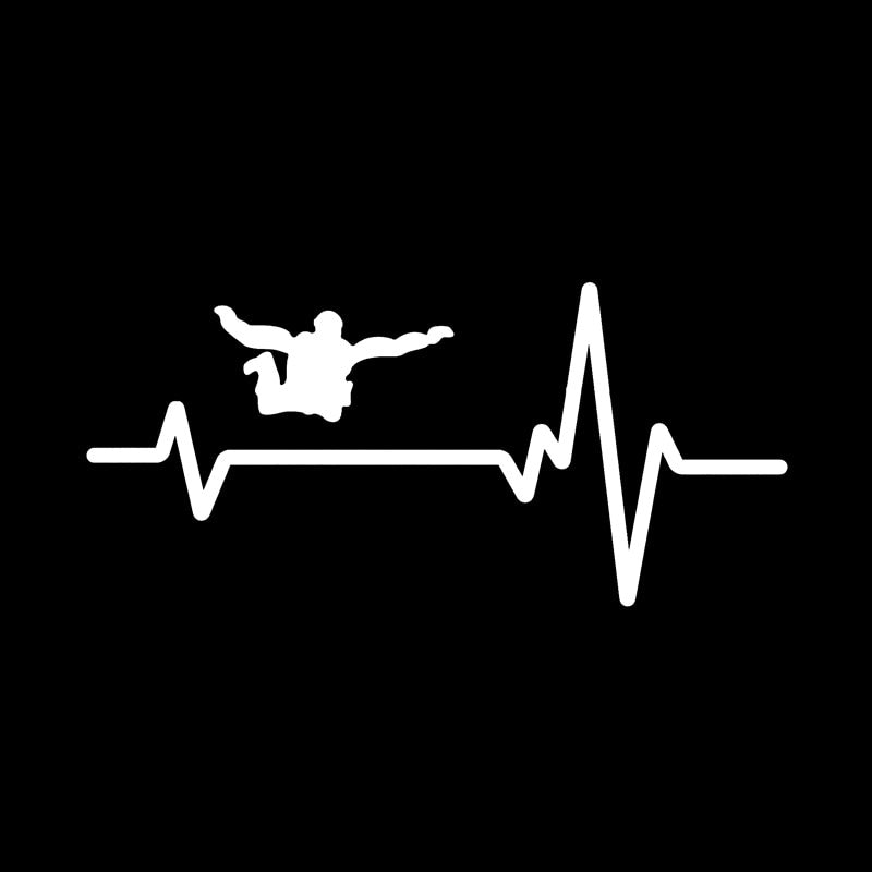 15.9*7.4CM Heart Beat Line SKYDIVING SKYDIVE Decor Car Sticker  Silhouette Vinyl Graphic C12-0732