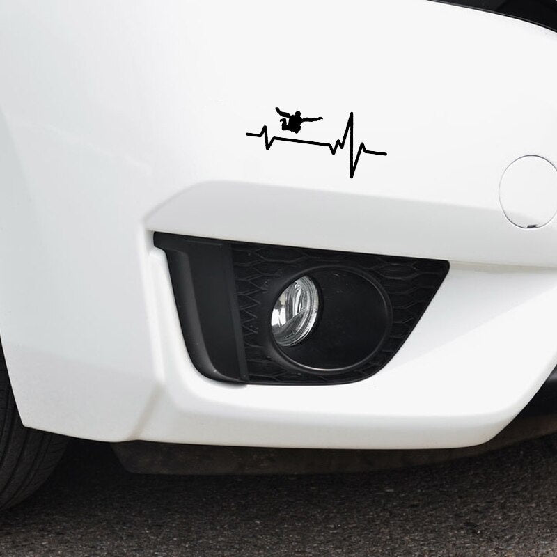 15.9*7.4CM Heart Beat Line SKYDIVING SKYDIVE Decor Car Sticker  Silhouette Vinyl Graphic C12-0732