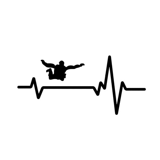 15.9*7.4CM Heart Beat Line SKYDIVING SKYDIVE Decor Car Sticker  Silhouette Vinyl Graphic C12-0732