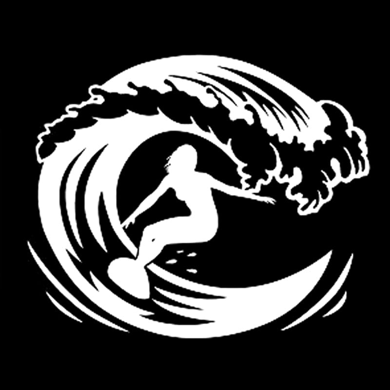 14.4CM*11.9CM Fashion Surfboard Extreme Sports Decal Vinyl Car Sticker Silhouette Black/Silver S9-1001