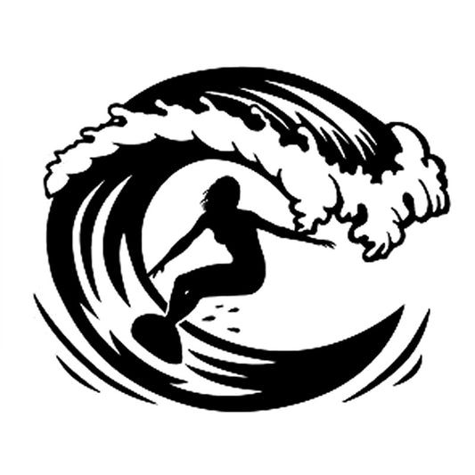 14.4CM*11.9CM Fashion Surfboard Extreme Sports Decal Vinyl Car Sticker Silhouette Black/Silver S9-1001