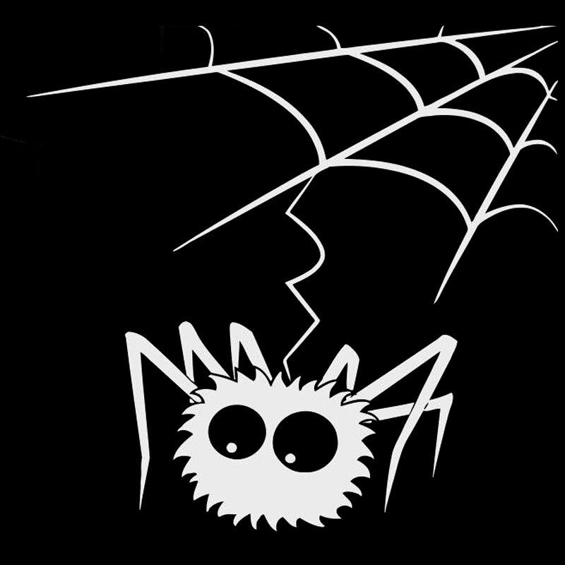 13.6*13CM Cartoon Funny SPIDER WEB Halloween Decal Car Window Sticker Black/Silver Vinyl S8-1303