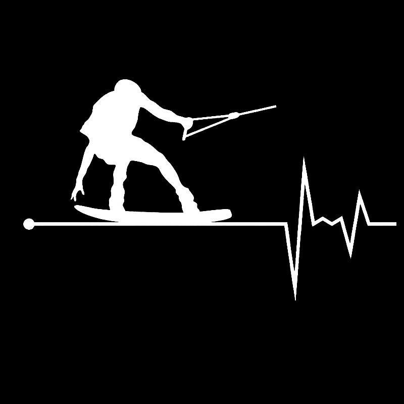 14.5CM*8.6CM Wakeboard In My Heartbeat Pulse Vinyl Black/Silver Car Sticker C22-1096