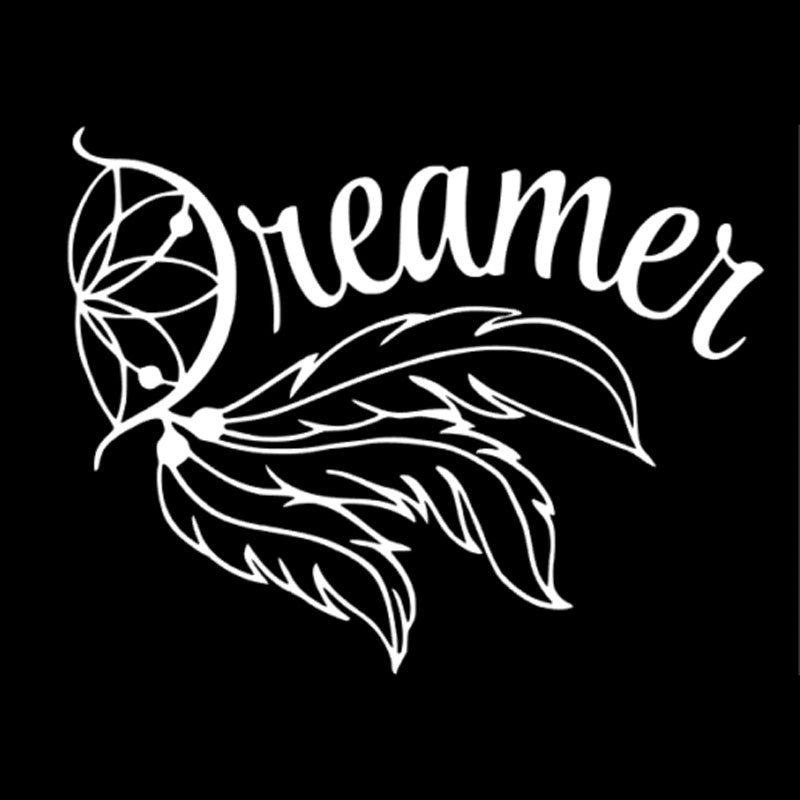 15*11.8CM Fashion Dreamer FEATHER Dream Catcher Decals Car Sticker Black/Silver Vinyl S8-1514