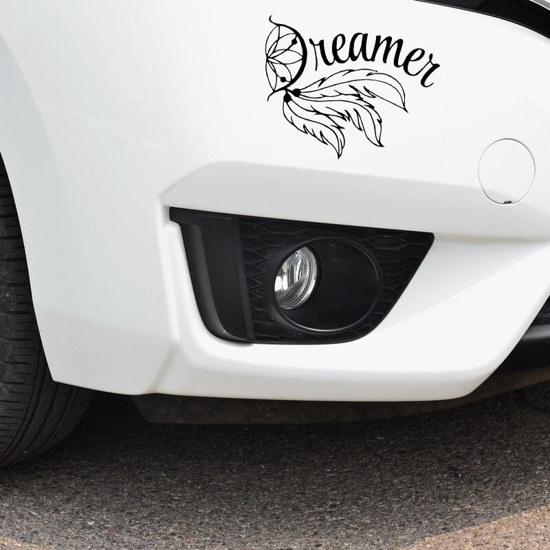 15*11.8CM Fashion Dreamer FEATHER Dream Catcher Decals Car Sticker Black/Silver Vinyl S8-1514