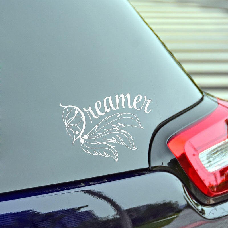 15*11.8CM Fashion Dreamer FEATHER Dream Catcher Decals Car Sticker Black/Silver Vinyl S8-1514