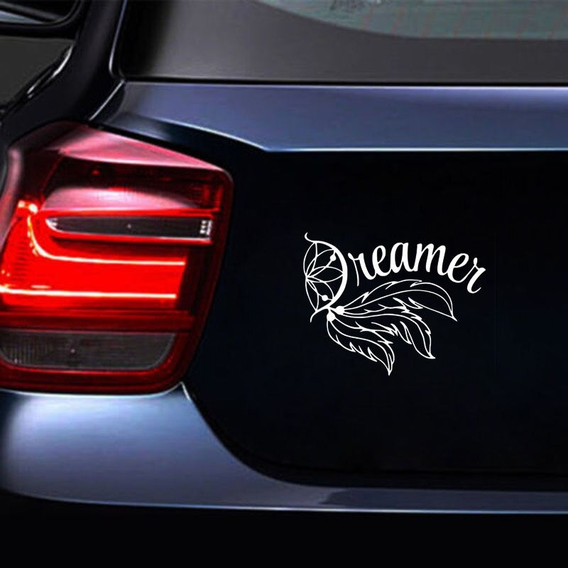 15*11.8CM Fashion Dreamer FEATHER Dream Catcher Decals Car Sticker Black/Silver Vinyl S8-1514