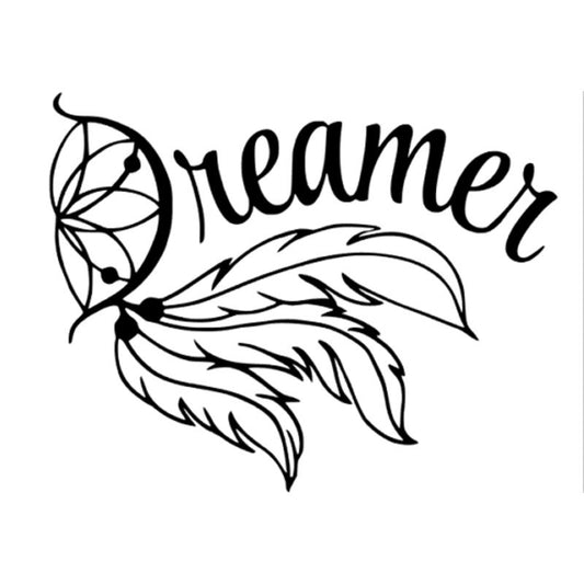15*11.8CM Fashion Dreamer FEATHER Dream Catcher Decals Car Sticker Black/Silver Vinyl S8-1514