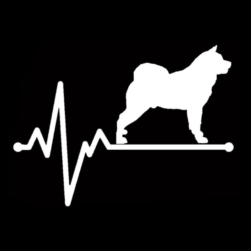 14.5CM*10.6CM Akita Lifeline Dog Heartbeat Vinyl Black/Silver  Car Sticker C22-1143
