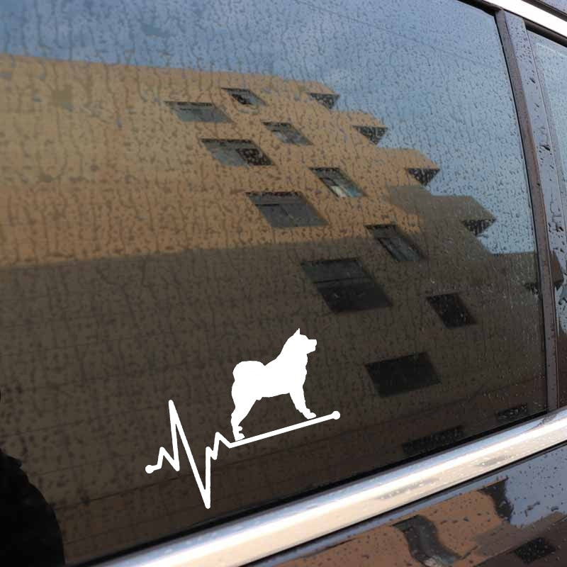 14.5CM*10.6CM Akita Lifeline Dog Heartbeat Vinyl Black/Silver  Car Sticker C22-1143