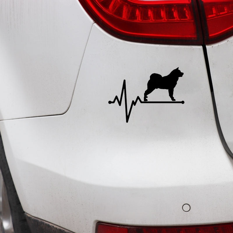 14.5CM*10.6CM Akita Lifeline Dog Heartbeat Vinyl Black/Silver  Car Sticker C22-1143