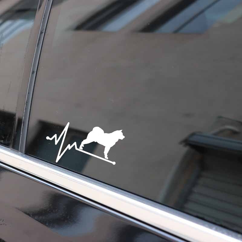 14.5CM*10.6CM Akita Lifeline Dog Heartbeat Vinyl Black/Silver  Car Sticker C22-1143