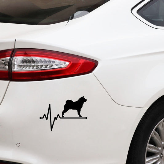 14.5CM*10.6CM Akita Lifeline Dog Heartbeat Vinyl Black/Silver  Car Sticker C22-1143