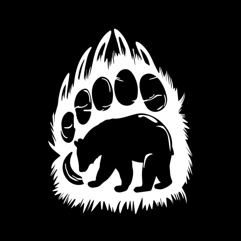 11.9*15.2CM Lovely Bear Silhouette in Paw Print Living Car Sticker Vinyl Decoration Bumper Window C12-0483