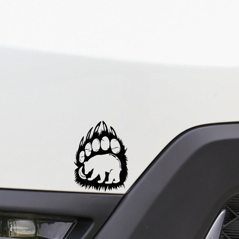 11.9*15.2CM Lovely Bear Silhouette in Paw Print Living Car Sticker Vinyl Decoration Bumper Window C12-0483