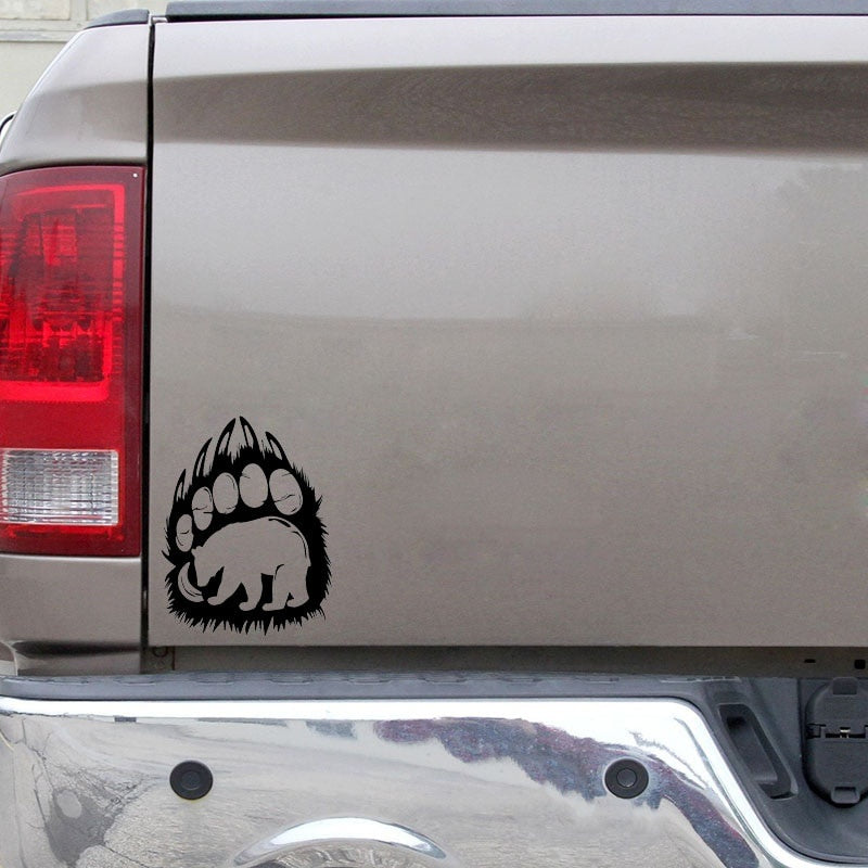 11.9*15.2CM Lovely Bear Silhouette in Paw Print Living Car Sticker Vinyl Decoration Bumper Window C12-0483