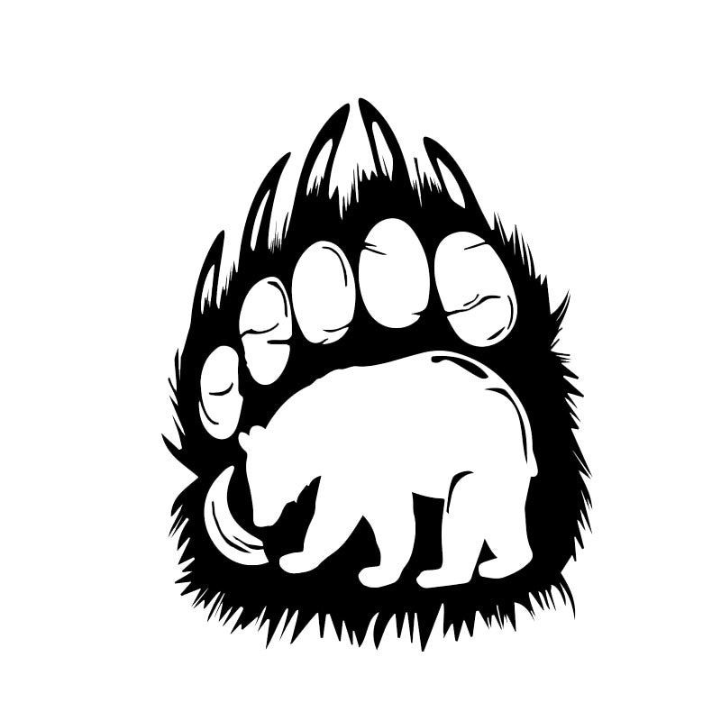 11.9*15.2CM Lovely Bear Silhouette in Paw Print Living Car Sticker Vinyl Decoration Bumper Window C12-0483