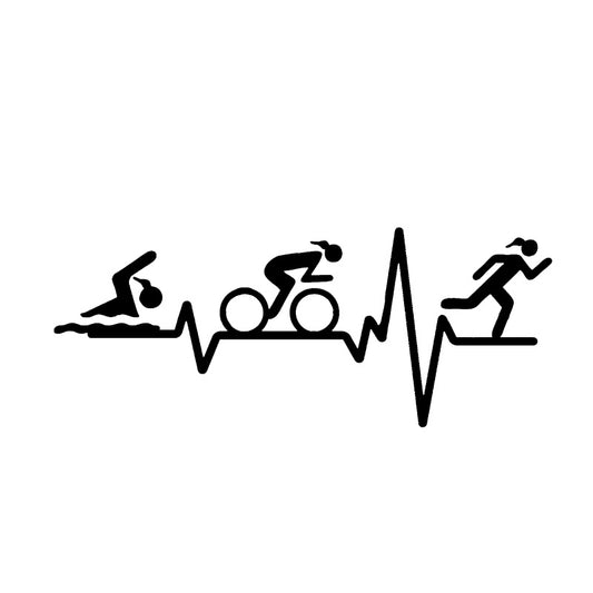14.7*5.9CM HEART BEAT LINE Triathlon Swim Girl Runner Bicycle Decor Car Sticker Accessories Vinyl C12-0637