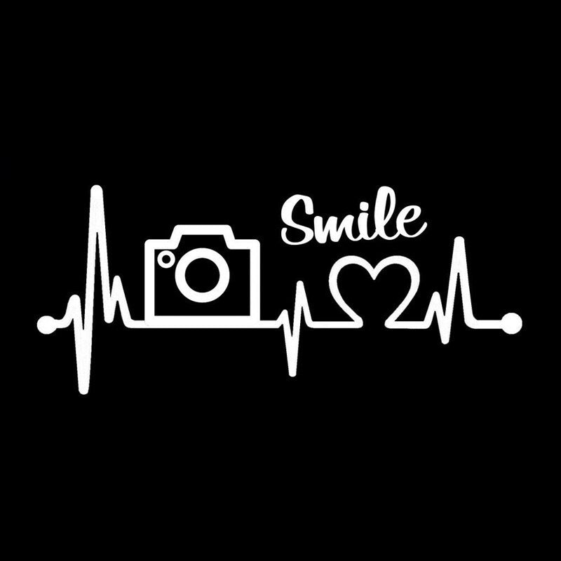 16.8CM*7.3CM  Camera Photography Lover  Heartbeat Vinyl Motorcycle Car Sticker C22-1283