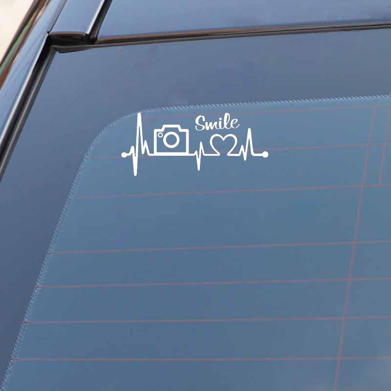 16.8CM*7.3CM  Camera Photography Lover  Heartbeat Vinyl Motorcycle Car Sticker C22-1283