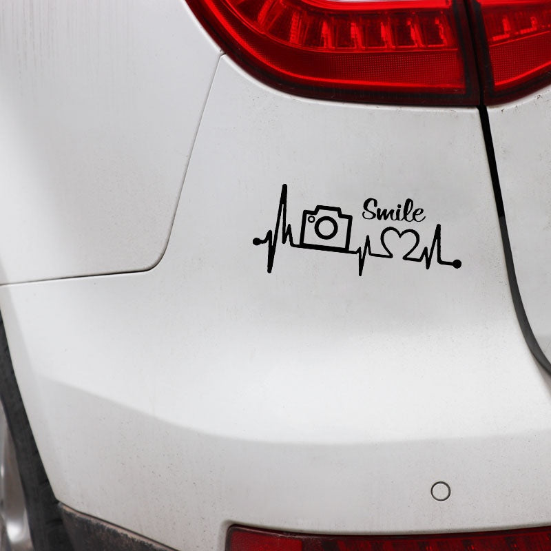 16.8CM*7.3CM  Camera Photography Lover  Heartbeat Vinyl Motorcycle Car Sticker C22-1283