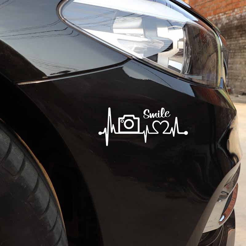 16.8CM*7.3CM  Camera Photography Lover  Heartbeat Vinyl Motorcycle Car Sticker C22-1283