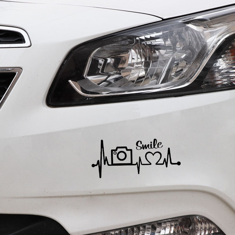 16.8CM*7.3CM  Camera Photography Lover  Heartbeat Vinyl Motorcycle Car Sticker C22-1283