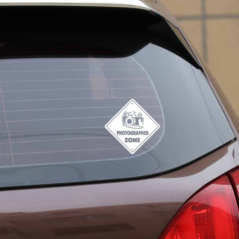 13.5CM*13.5CM Photographer Zone Camera Lens Film Vinyl Black/Silver Car Sticker C22-0846