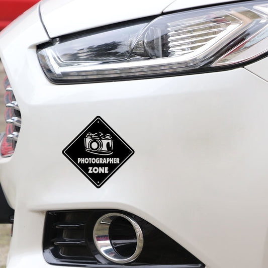 13.5CM*13.5CM Photographer Zone Camera Lens Film Vinyl Black/Silver Car Sticker C22-0846