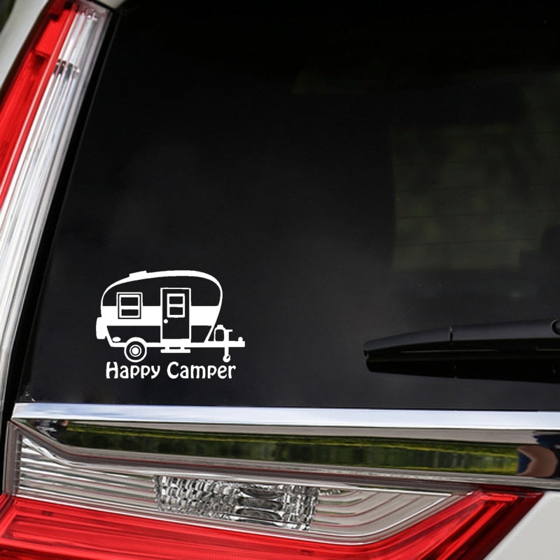 15.3CM*11.1CM Cartoon Creative Art Happy Camper Vinyl Decal Motorcycle Car Sticker Waterproof C11-1333
