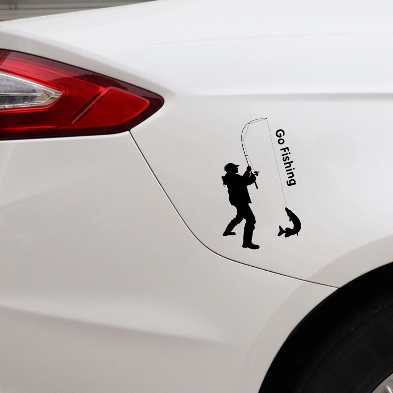 9.2cm*15.2cm Go Fishing Fashion Decor Car-Styling Car Sticker Vinyl Decal S4-0329