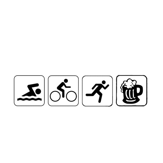 17.7*4.2CM Funny Bumper Sticker Triathlon Swim Bike Run And Beer Car Sticker Vinyl Silhouette C12-0661