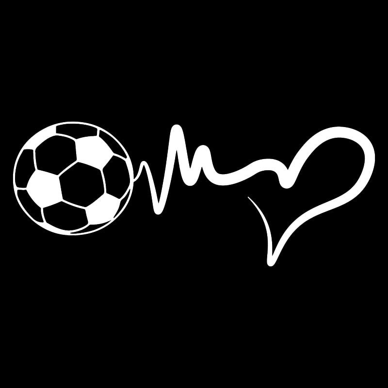 16.4CM*6.6CM Fashion Sports Soccer Ball Heartbeat Vinyl Motorcycle Car Sticker C22-1268