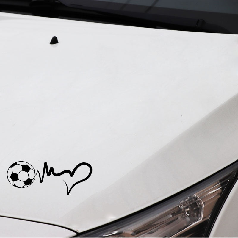16.4CM*6.6CM Fashion Sports Soccer Ball Heartbeat Vinyl Motorcycle Car Sticker C22-1268