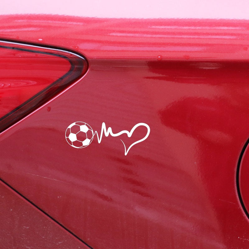 16.4CM*6.6CM Fashion Sports Soccer Ball Heartbeat Vinyl Motorcycle Car Sticker C22-1268