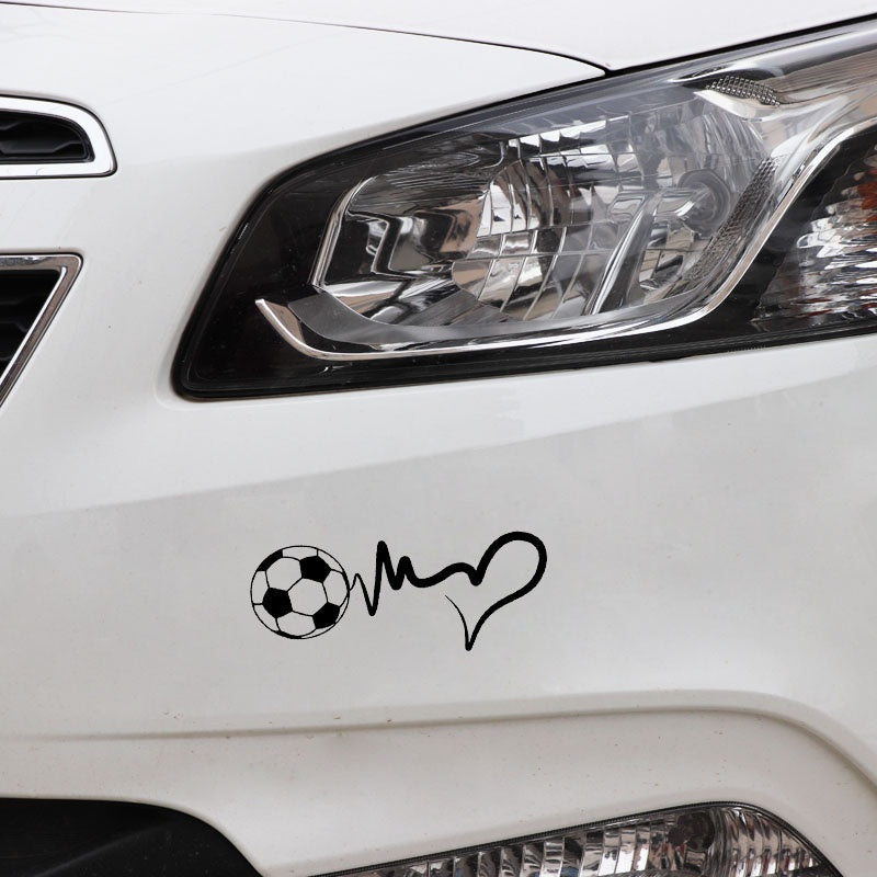 16.4CM*6.6CM Fashion Sports Soccer Ball Heartbeat Vinyl Motorcycle Car Sticker C22-1268