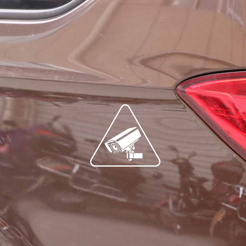 13.4CM*11.8CM Cool CCTV Warning  Sign  Camera Tool Vinyl Black/Silver Car Sticker C22-0899