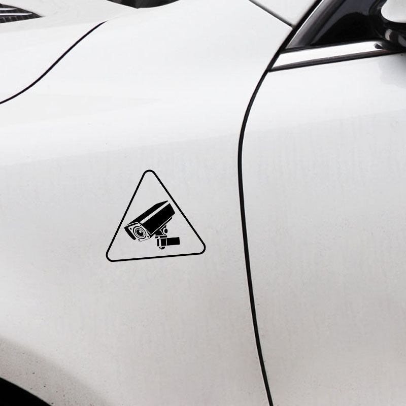 13.4CM*11.8CM Cool CCTV Warning  Sign  Camera Tool Vinyl Black/Silver Car Sticker C22-0899