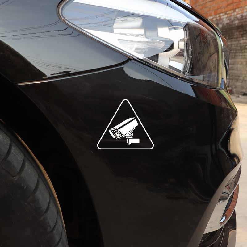 13.4CM*11.8CM Cool CCTV Warning  Sign  Camera Tool Vinyl Black/Silver Car Sticker C22-0899