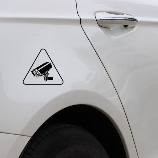 13.4CM*11.8CM Cool CCTV Warning  Sign  Camera Tool Vinyl Black/Silver Car Sticker C22-0899
