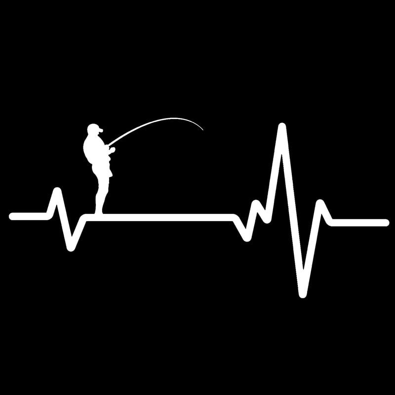 16.5CM*7.8CM Car Sticker  Fishing Deep Sea Man Heartbeat Vinyl Black/Silver  C22-1201