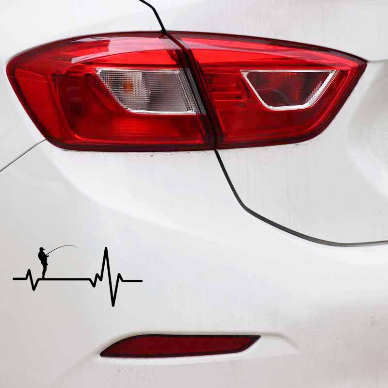 16.5CM*7.8CM Car Sticker  Fishing Deep Sea Man Heartbeat Vinyl Black/Silver  C22-1201