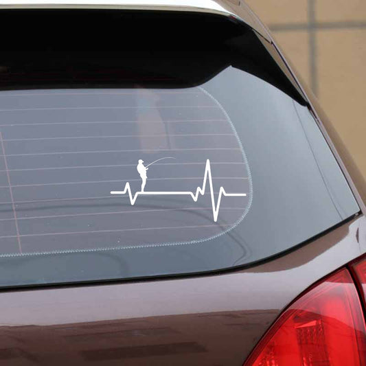 16.5CM*7.8CM Car Sticker  Fishing Deep Sea Man Heartbeat Vinyl Black/Silver  C22-1201