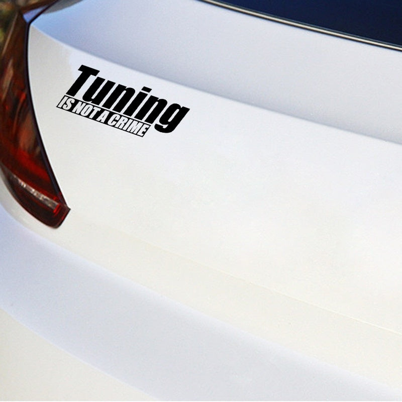 15.8CM*6CM Fun Car Styling Motorcycle Vinyl Car Sticker TUNING IS NOT CRIME Decal Black Silver C11-1420