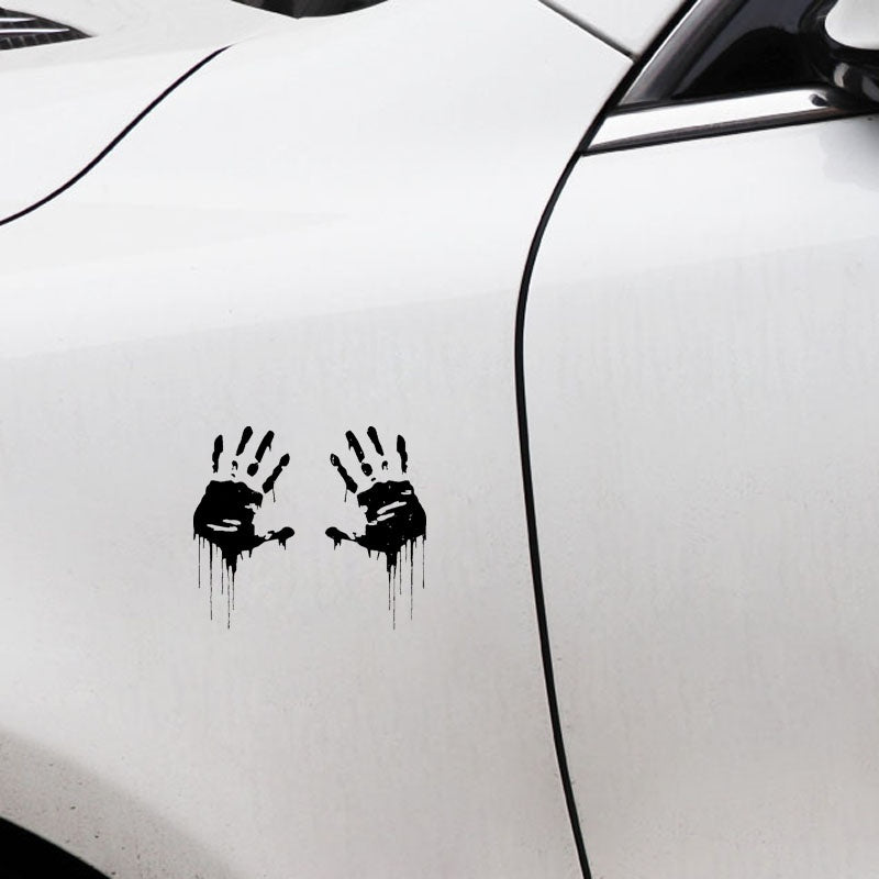 7.5CMX15CM Zombie Bloody Hands Print Fun Vinyl Car Sticker Motorcycle Window Decal Accessories Black Silver Red C1-2137
