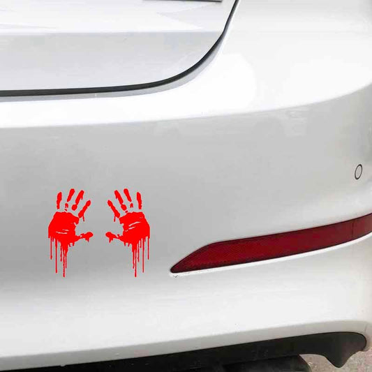 7.5CMX15CM Zombie Bloody Hands Print Fun Vinyl Car Sticker Motorcycle Window Decal Accessories Black Silver Red C1-2137